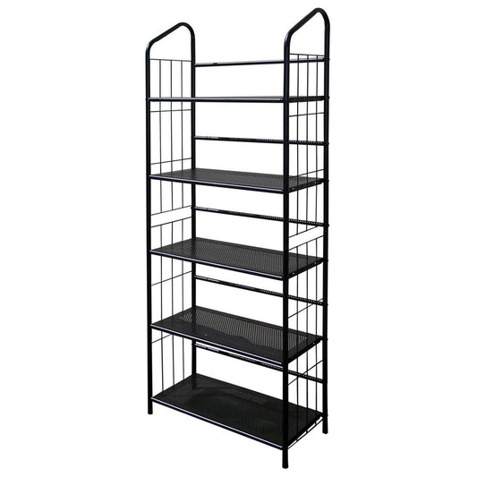 64" Black Metal Five Tier Bookcase