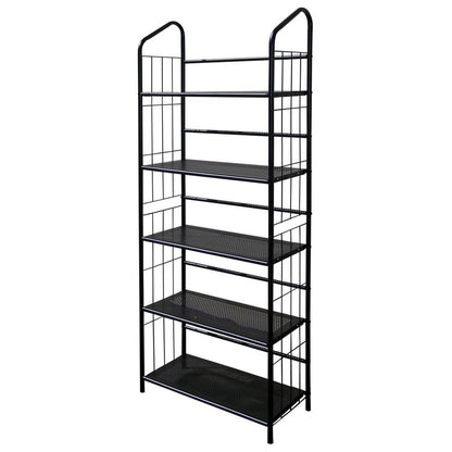 64" Black Metal Five Tier Bookcase