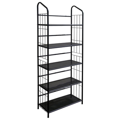 64" Black Metal Five Tier Bookcase