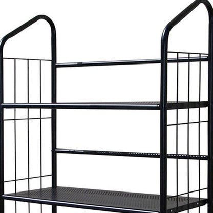 64" Black Metal Five Tier Bookcase
