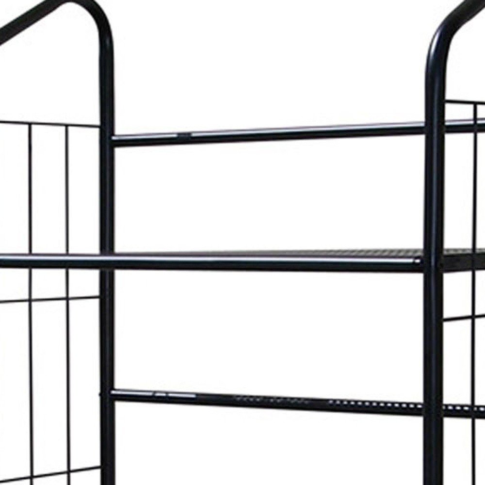64" Black Metal Five Tier Bookcase