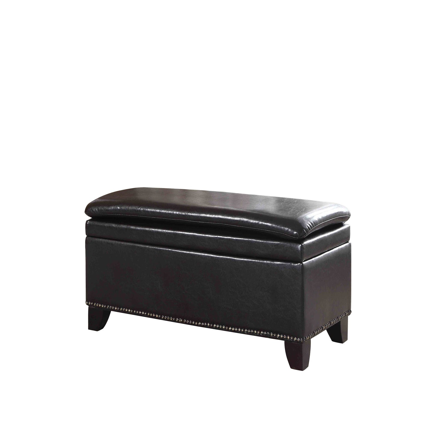 16" Dark Brown Upholstered Faux Leather Bench with Flip top
