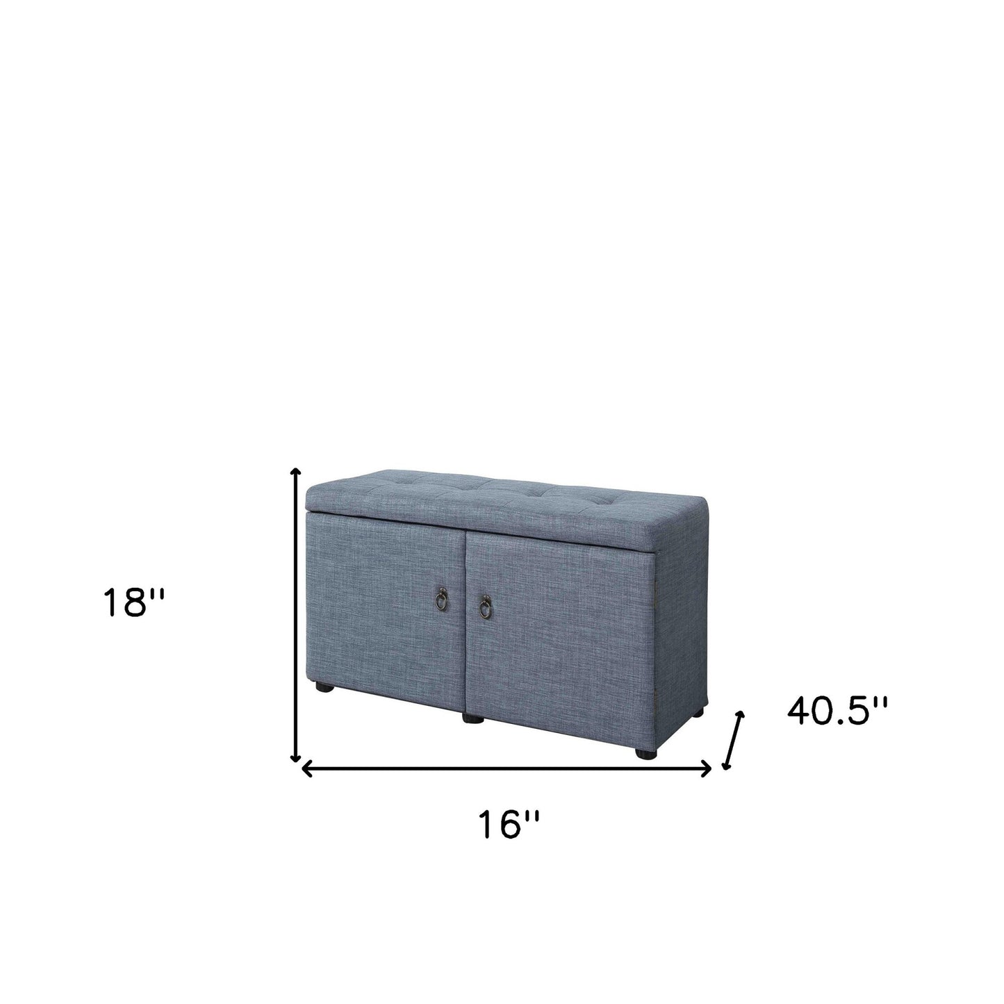 Blue Gray Linen Look Double Door Shoe Storage Bench