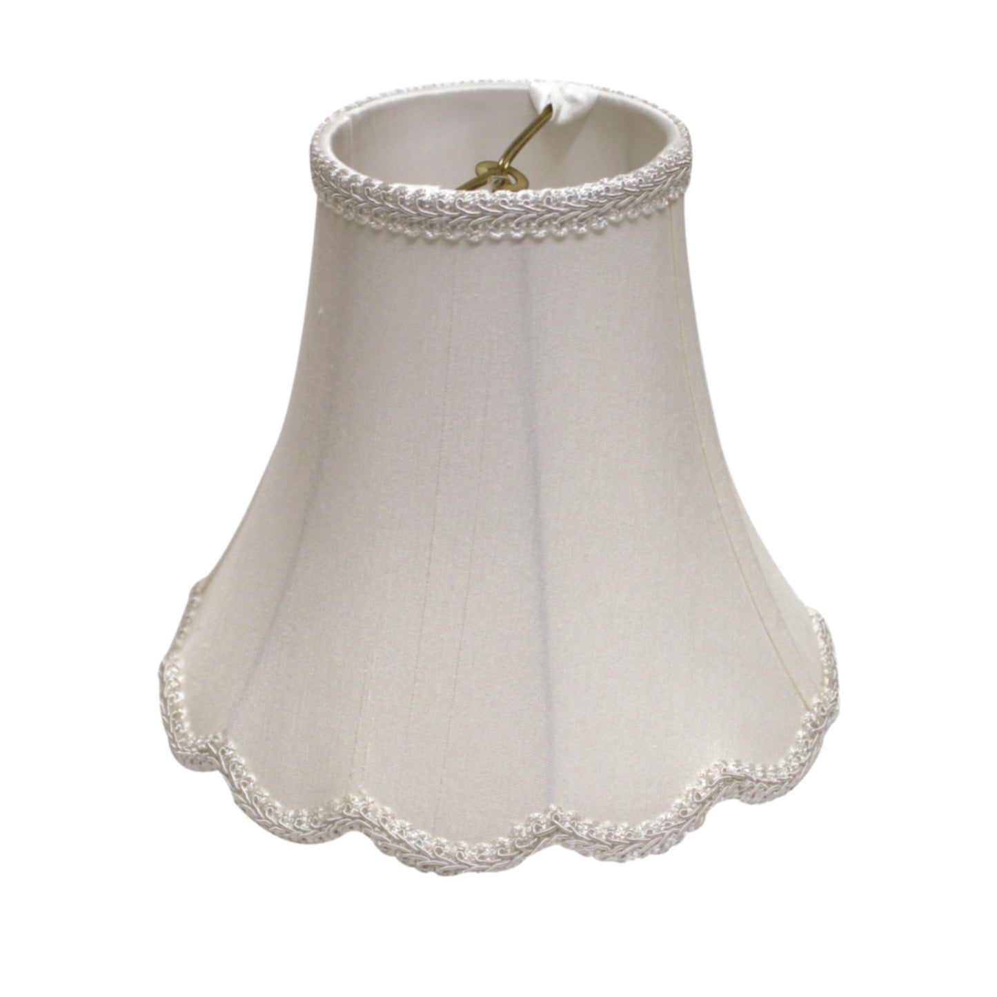 10" White Slanted Scallop Bell Monay Shantung Lampshade