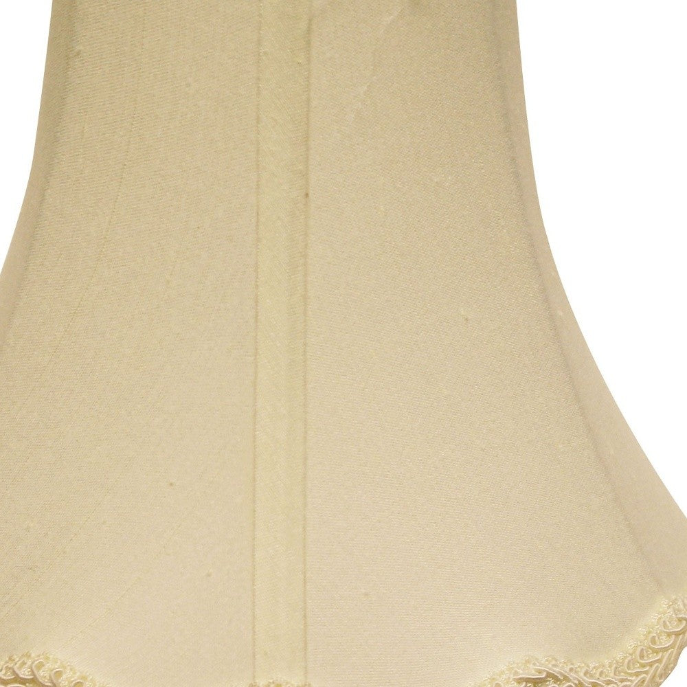 16" Ivory Slanted Scallop Bell Monay Shantung Lampshade