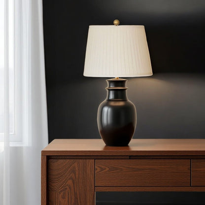 White Linen Pleated Empire Lamp Shade