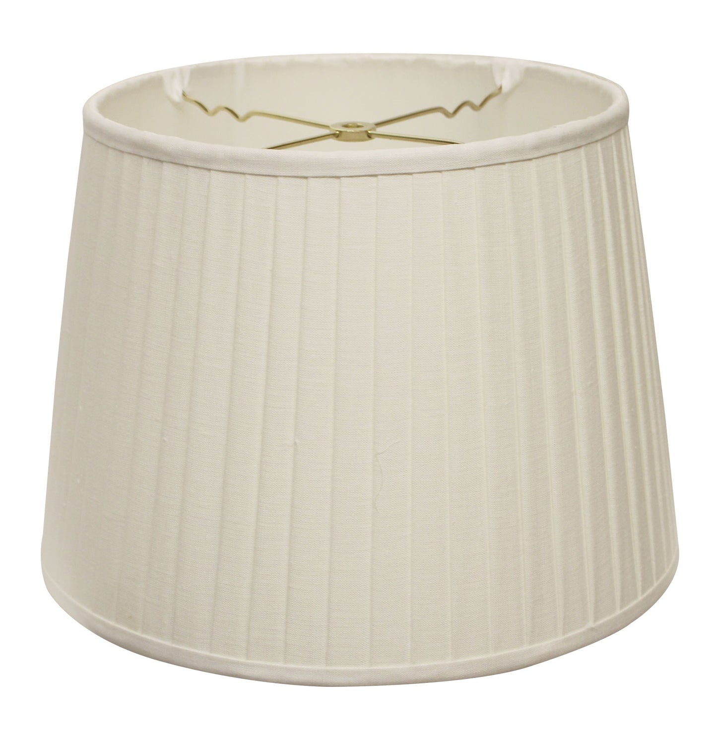 14" White Linen Lampshade with Side Pleats