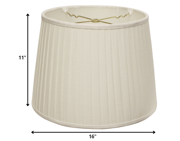 16" White Linen Lampshade with Side Pleats