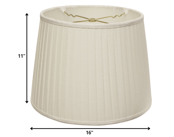 16" White Paperback Linen Lampshade with Side Pleats