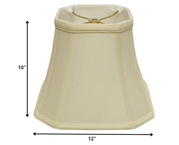 12" Ivory Slanted Square Bell Monay Shantung Lampshade