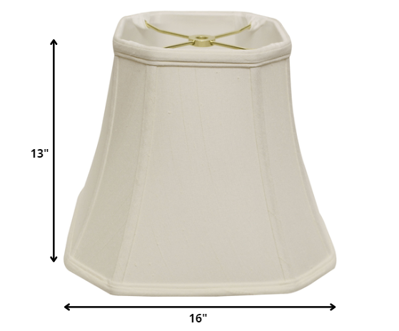 16" White Slanted Square Bell Monay Shantung Lampshade