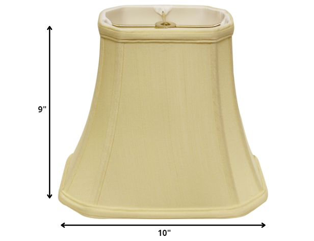 10" Antique White Slanted Rectangle Bell Monay Shantung Lampshade