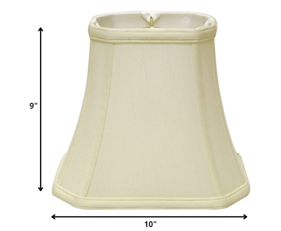 10" Ivory Slanted Rectangle Bell Monay Shantung Lampshade