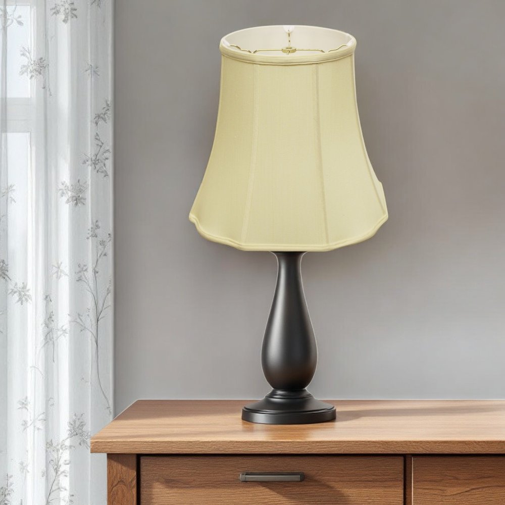 Antiqued White Monay Shantung Silk Bell Lamp Shade