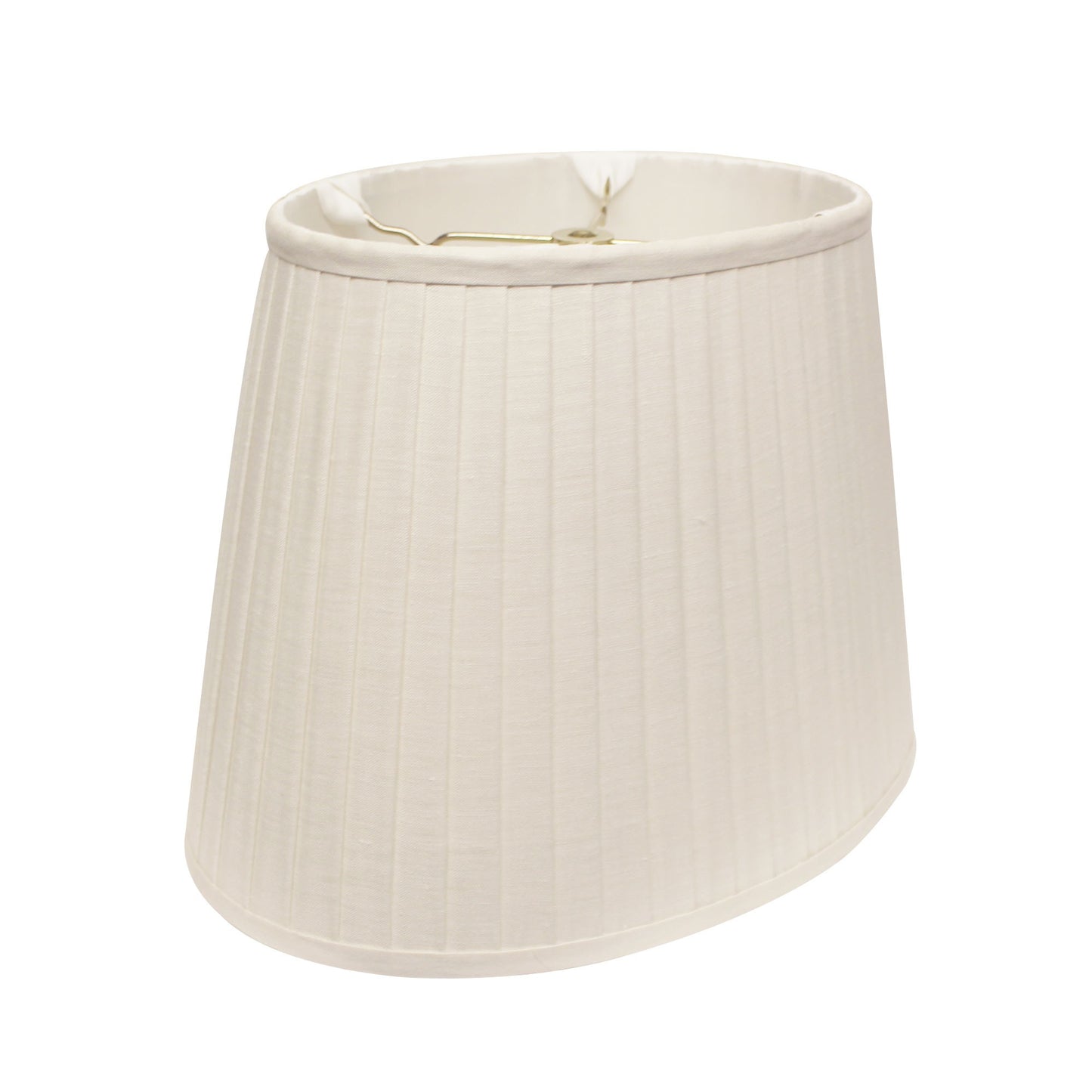 18" White Slanted Oval Linen Lampshade