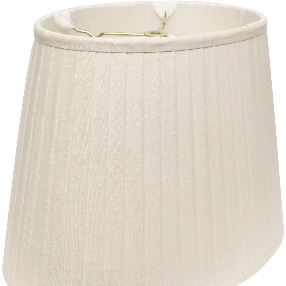 18" White Slanted Oval Linen Lampshade