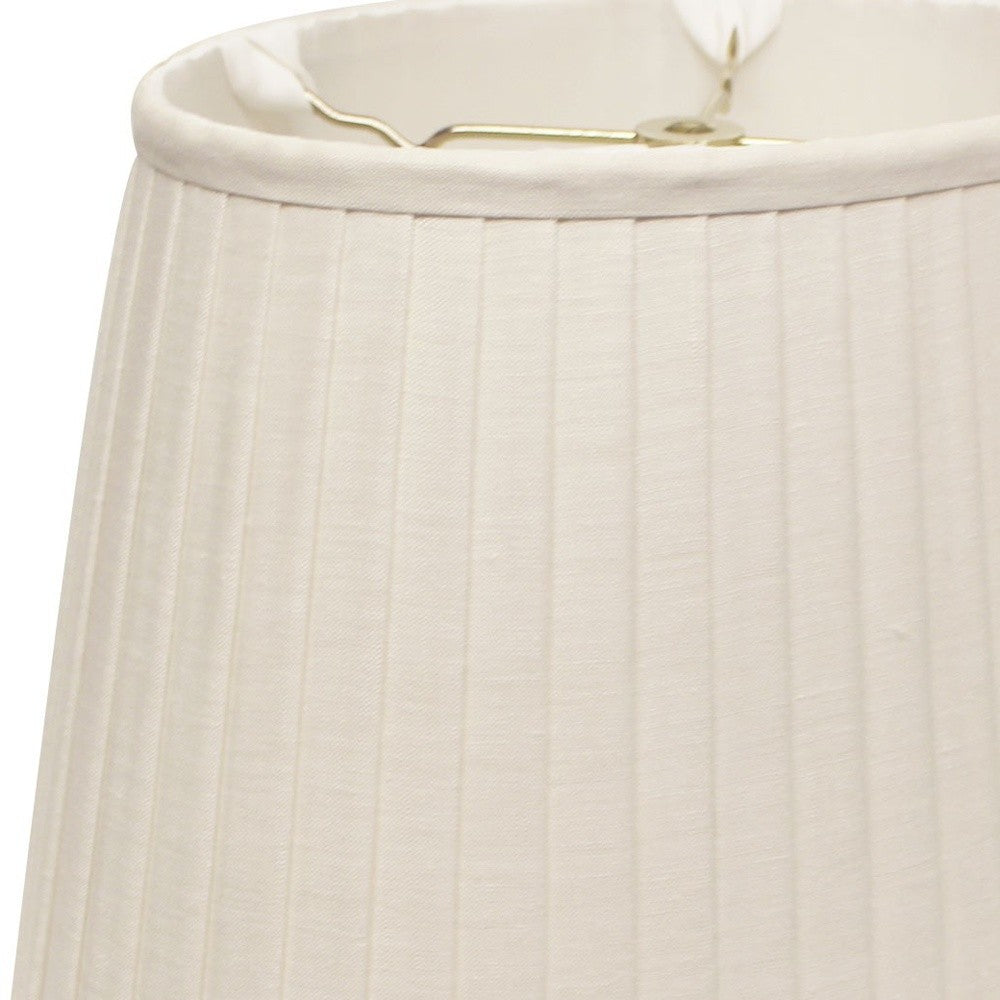 18" White Slanted Oval Linen Lampshade