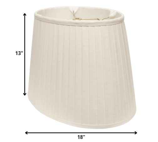 18" White Slanted Oval Linen Lampshade