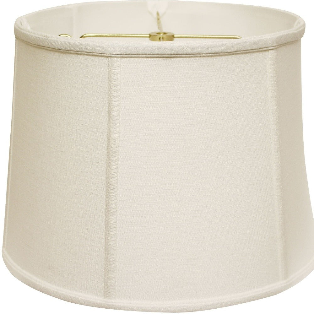 17" White Throwback Drum Linen Lampshade