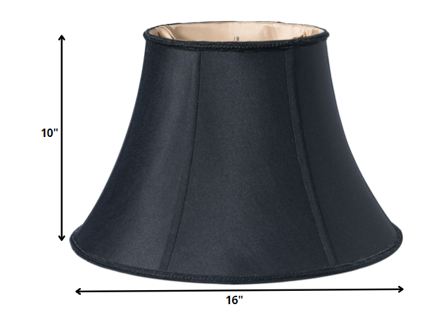 16" Black Slanted Bell Shantung Lampshade