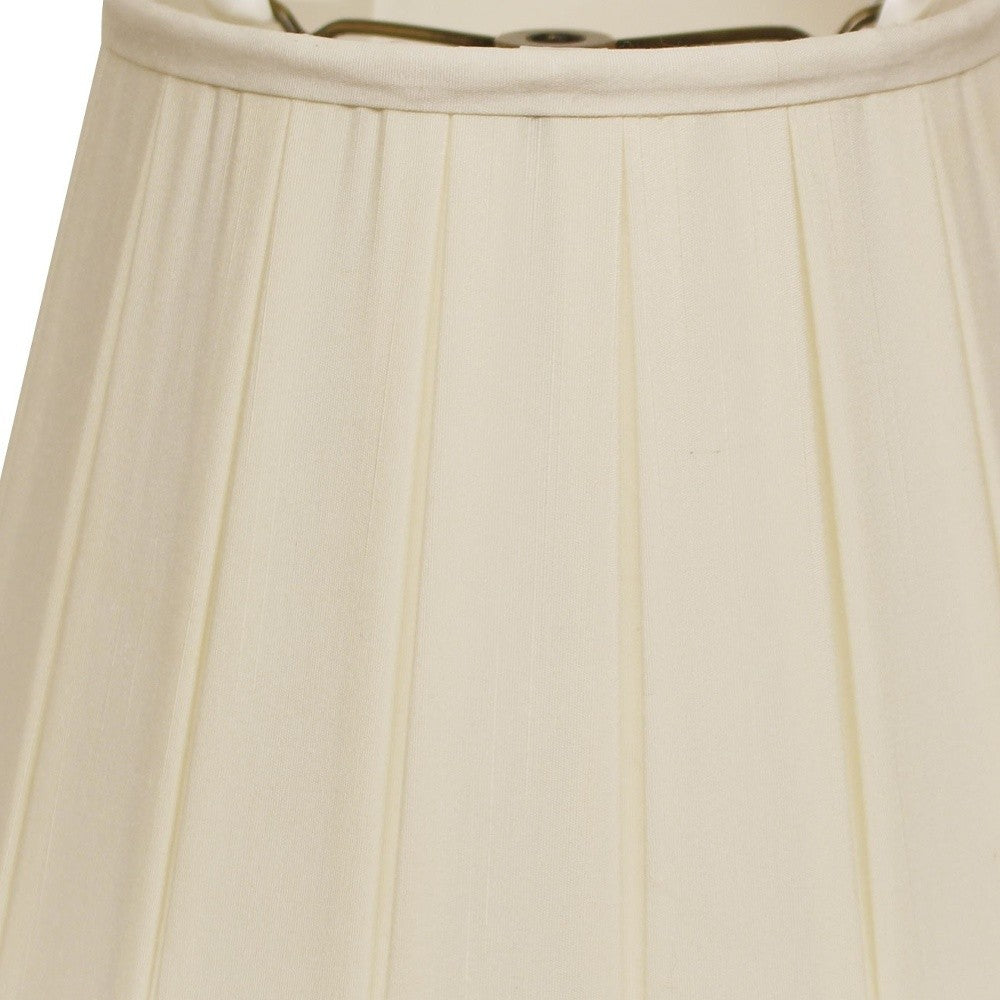 16" Ivory Slanted Crimped Box Shantung Lampshade