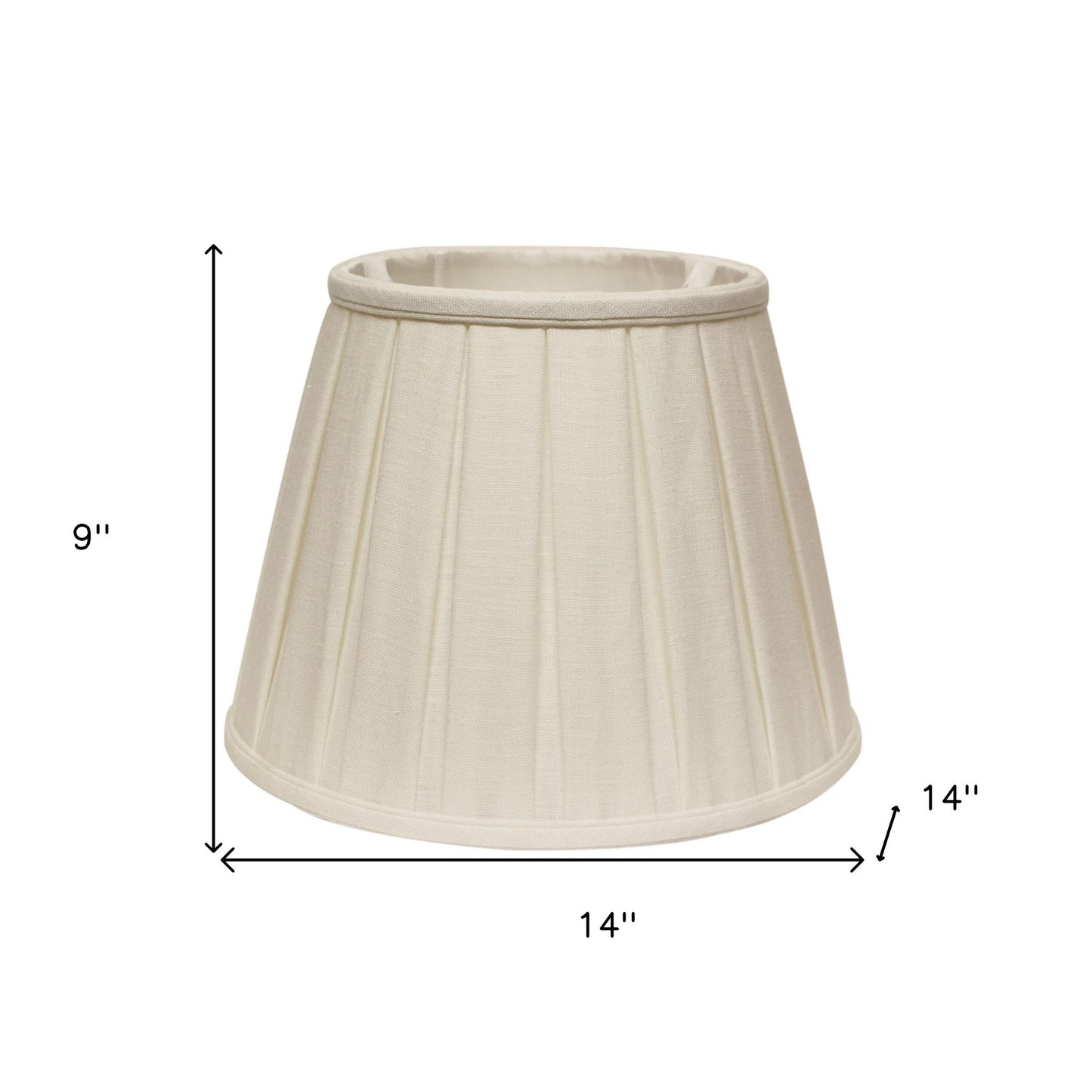 14" White Slanted Linen Lampshade with Box Pleat