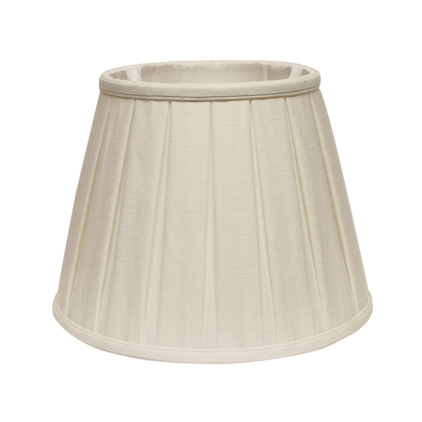 14" White Slanted Linen Lampshade with Box Pleat