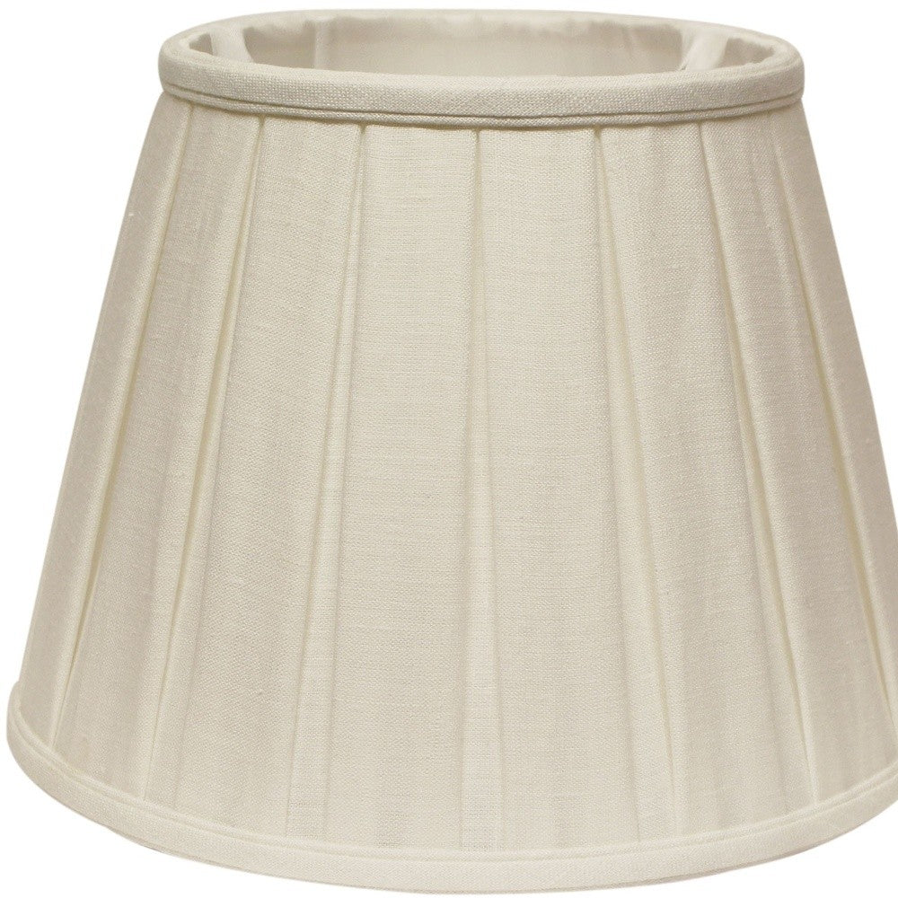 14" White Slanted Linen Lampshade with Box Pleat