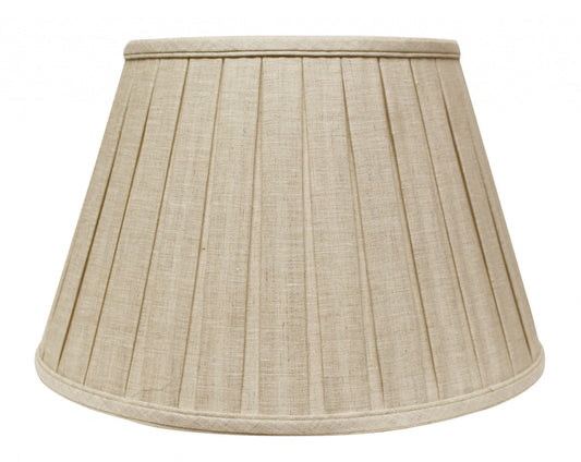 14" Cream Slanted Linen Lampshade with Box Pleat