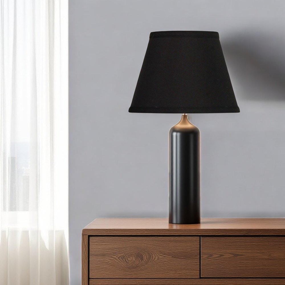 Black Shantung Silk Empire Lamp Shade