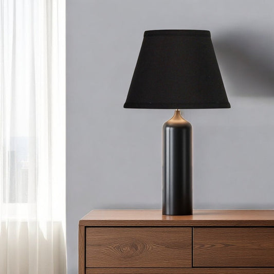 Black Shantung Silk Empire Lamp Shade