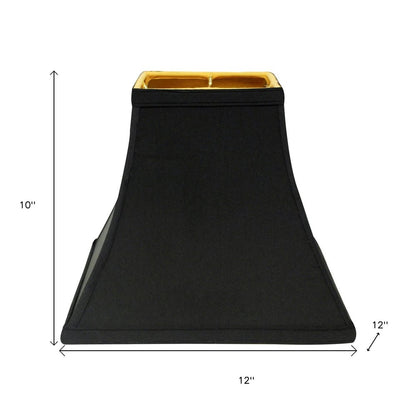 Black Shantung Silk Square Lamp Shade