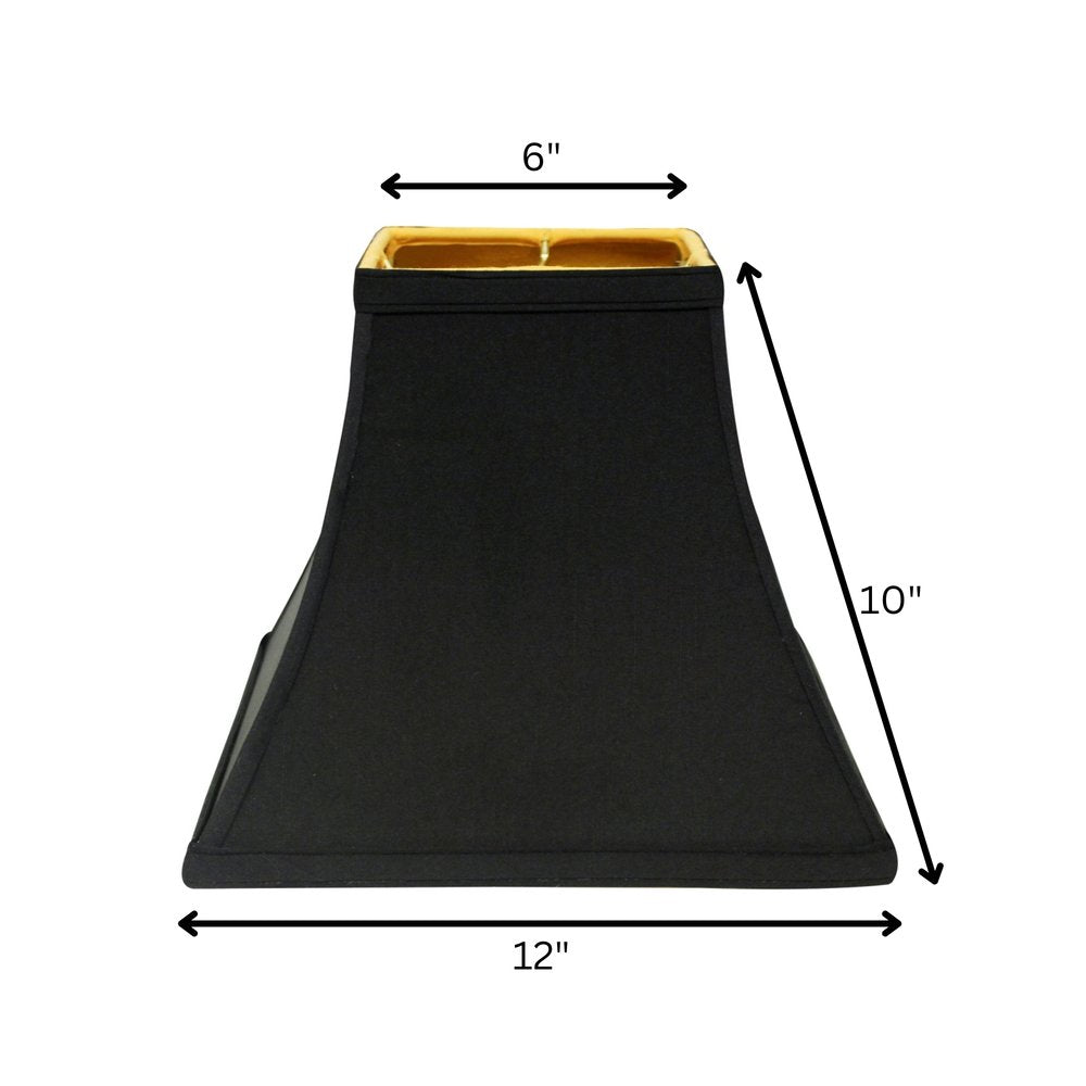 Black Shantung Silk Square Lamp Shade