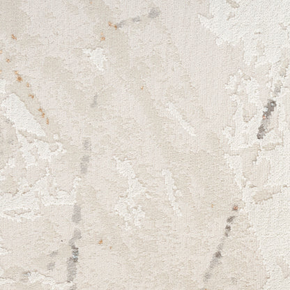 Cream beige abstract-pattern rug with soft textured pile & subtle gray marbling.