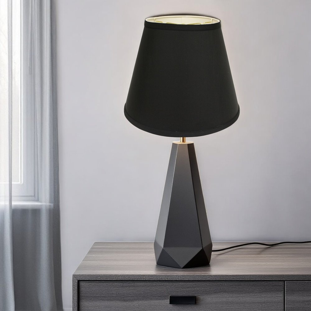 Black Shantung Silk Empire Lamp Shade