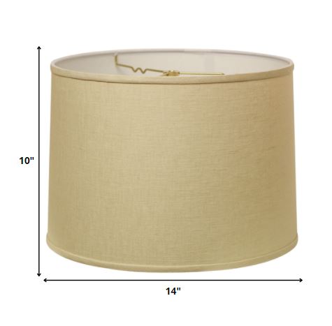 14" Parchment Biege Throwback Drum Linen Lampshade