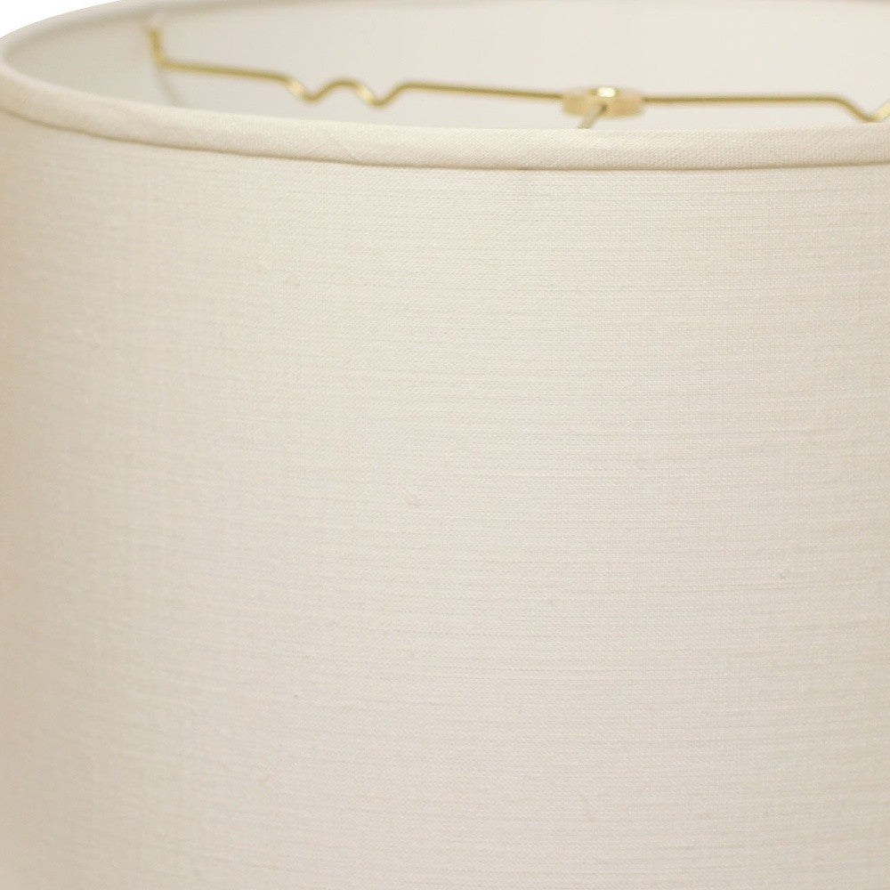 16" White Throwback Drum Linen Lampshade