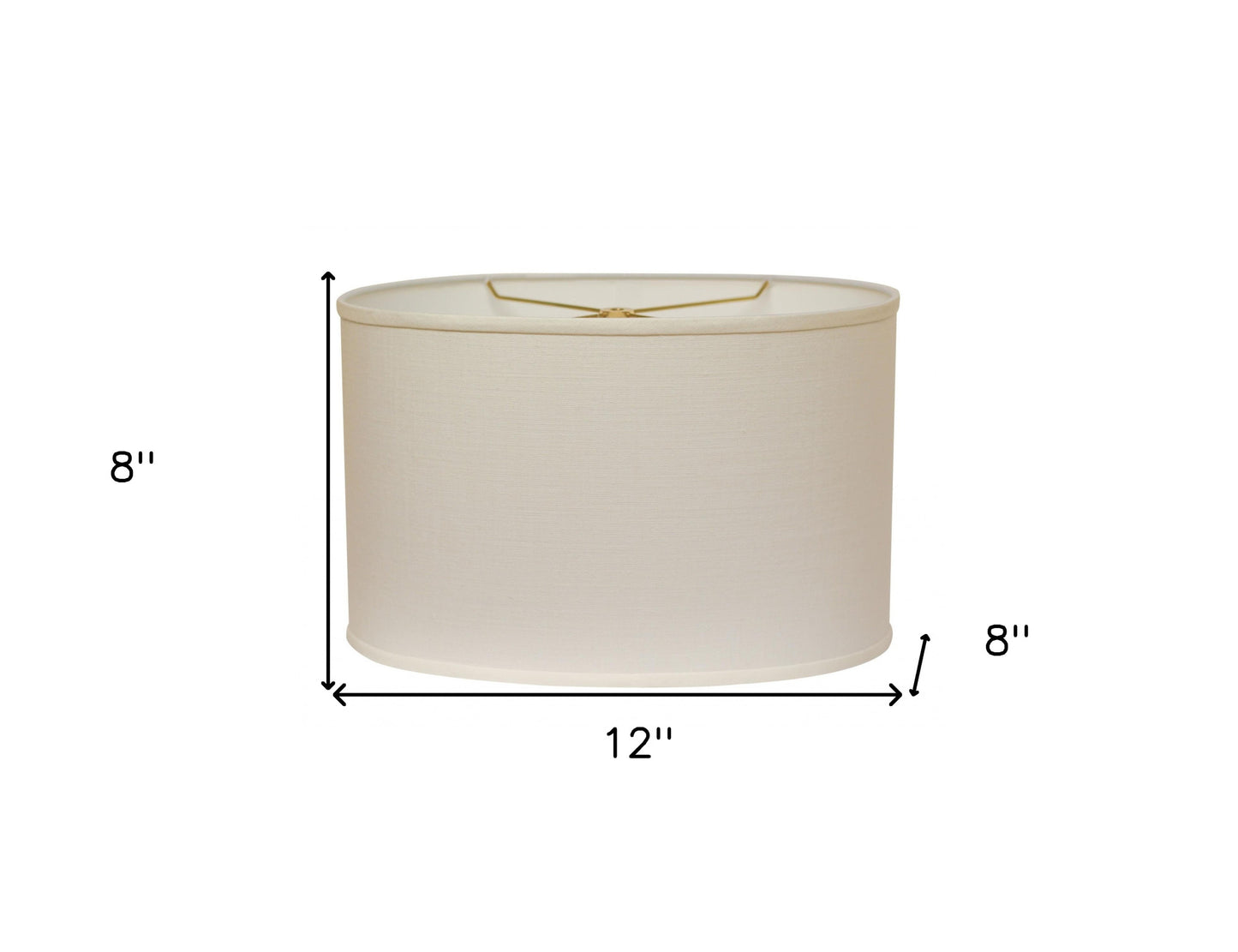 12" White Throwback Oval Linen Lampshade