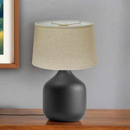 Dark Brown Linen Oval Lamp Shade