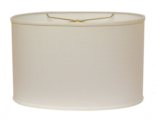 16" White Throwback Oval Linen Lampshade