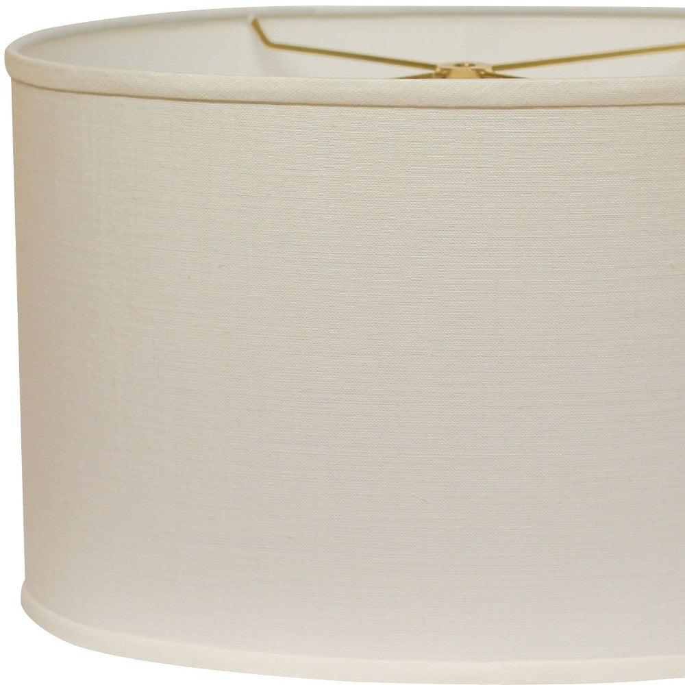 16" White Throwback Oval Linen Lampshade