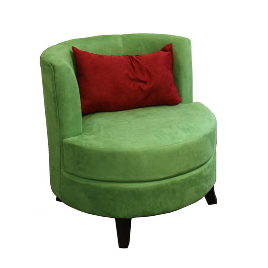 31" Green Microfiber Retro Round Accent Chair with Contrast Pillow