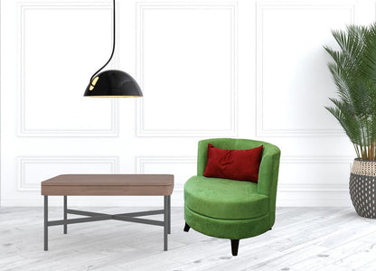 32" Green and Black Microfiber Side Chair And Toss Pillow