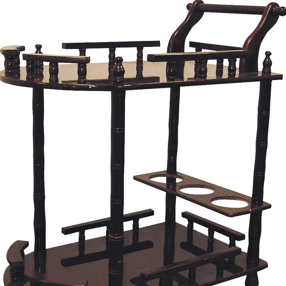 24" Dark Brown Rolling Bar Cart