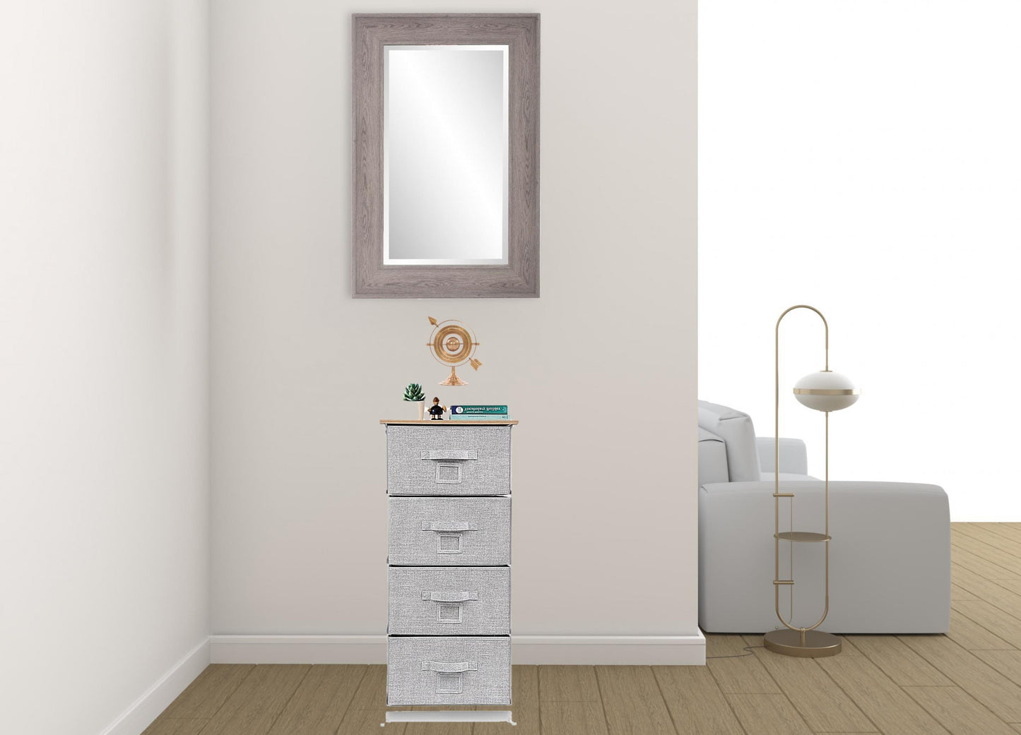 18" Grey Standard Accent Cabinet With Four Drawers