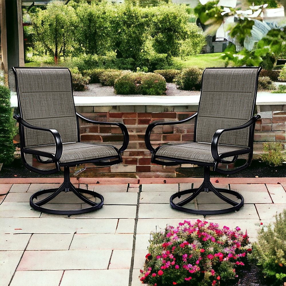 Set of Two 22" Gray and Black Steel Indoor Outdoor Dining Chair