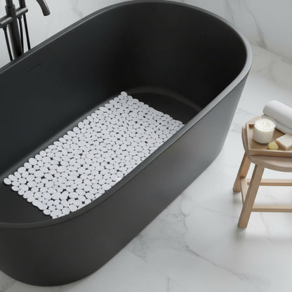 35" White Spa Pebbles Non Slip Bathtub Mat