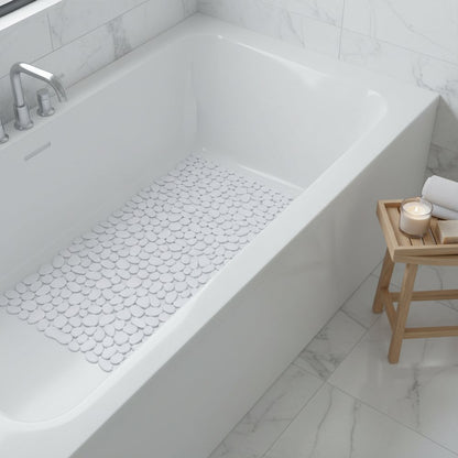35" White Spa Pebbles Non Slip Bathtub Mat