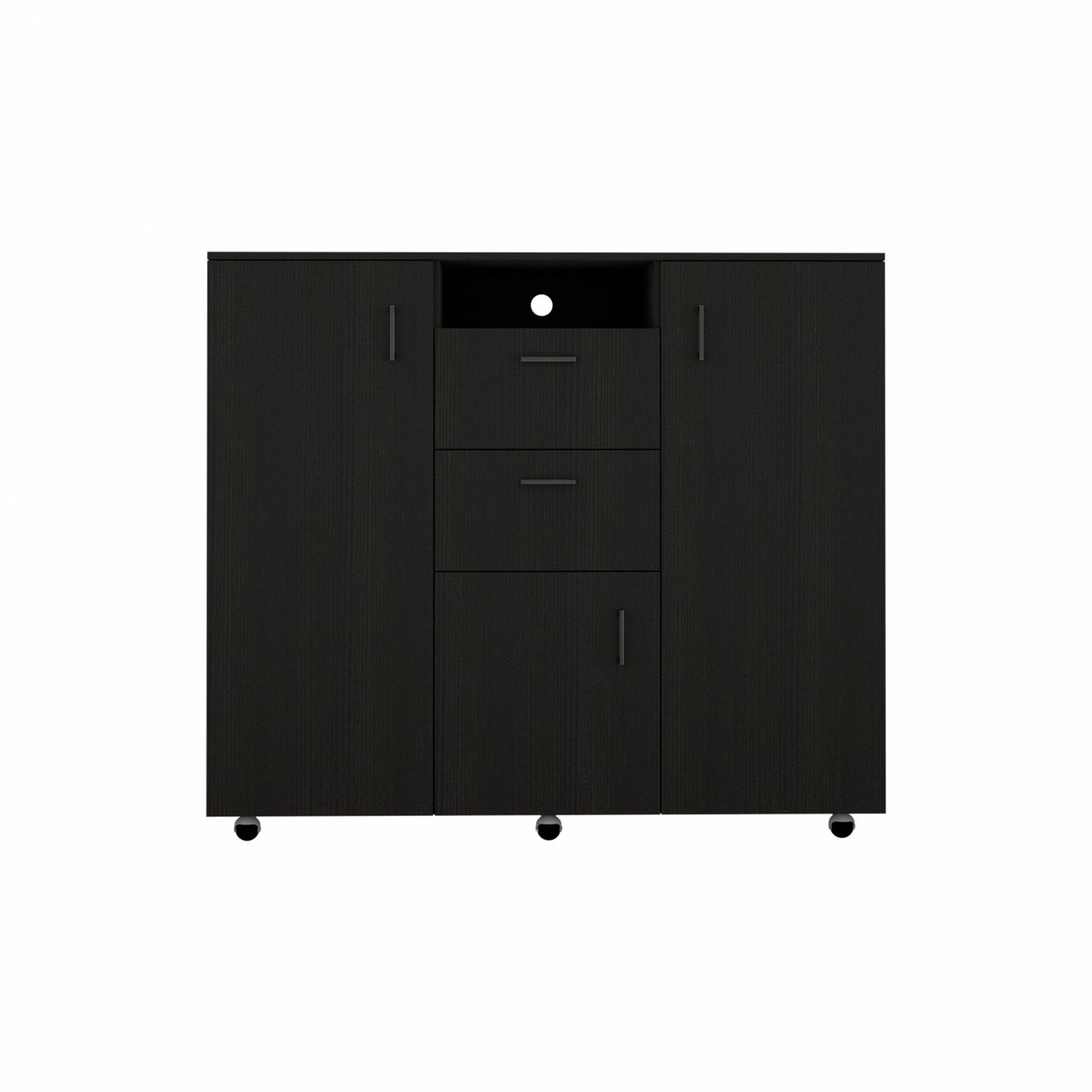 Black Three Door Closet with Two Drawers