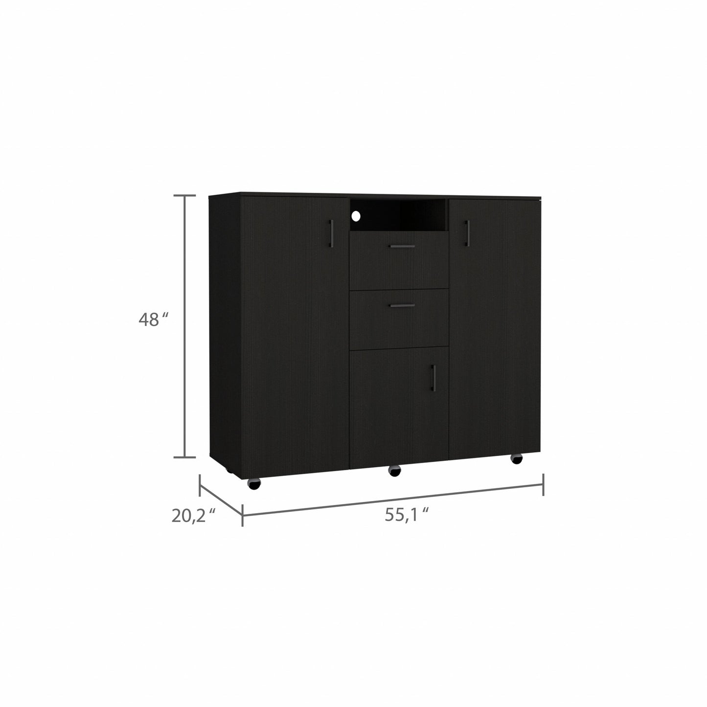 Black Three Door Closet with Two Drawers